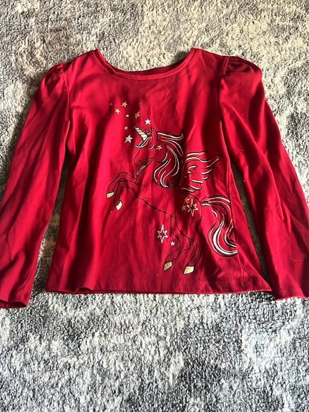 The Children's Place Long Sleeve Unicorn Top in Red